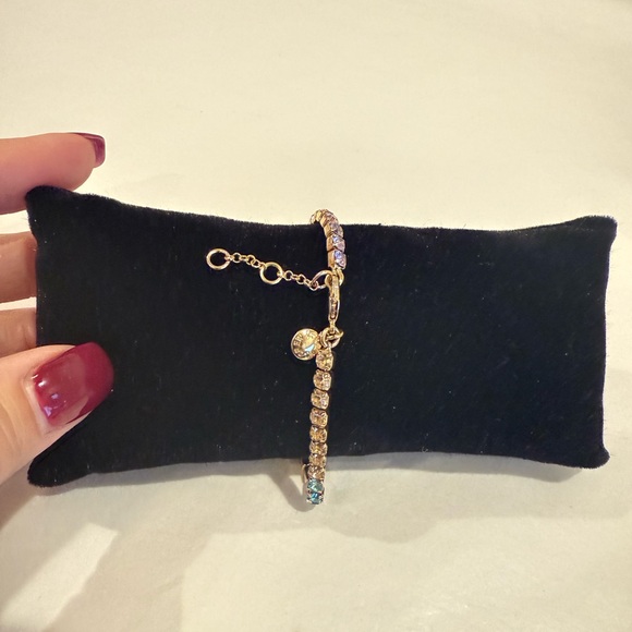 J. Crew Gold Bracelet with Multicolor Accents, rainbow crystal stones! Gorgeous - Picture 2 of 14